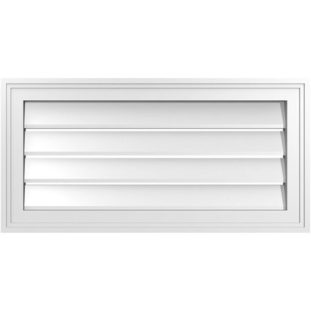 Ekena Millwork Vertical Surface Mount PVC Gable Vent: Functional, w/ 2"W x 1-1/2"P Brickmould Frame, 28"W x 14"H GVPVE28X1402SF